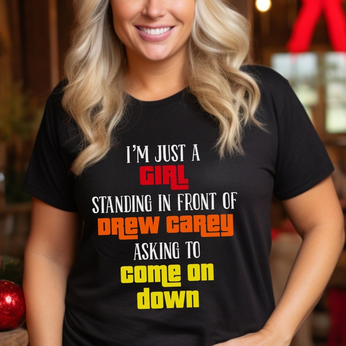 Just a Girl Standing in Front of Drew Carey Price is Right Rom-Com Shirt - Black - XS -