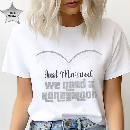 Just Married We Need a Honeymoon Price is Right Couple Fan Tee - Groom - Black - XS