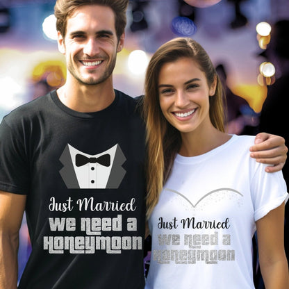 Just Married We Need a Honeymoon Price is Right Couple Fan Tee - Bride - White - XS