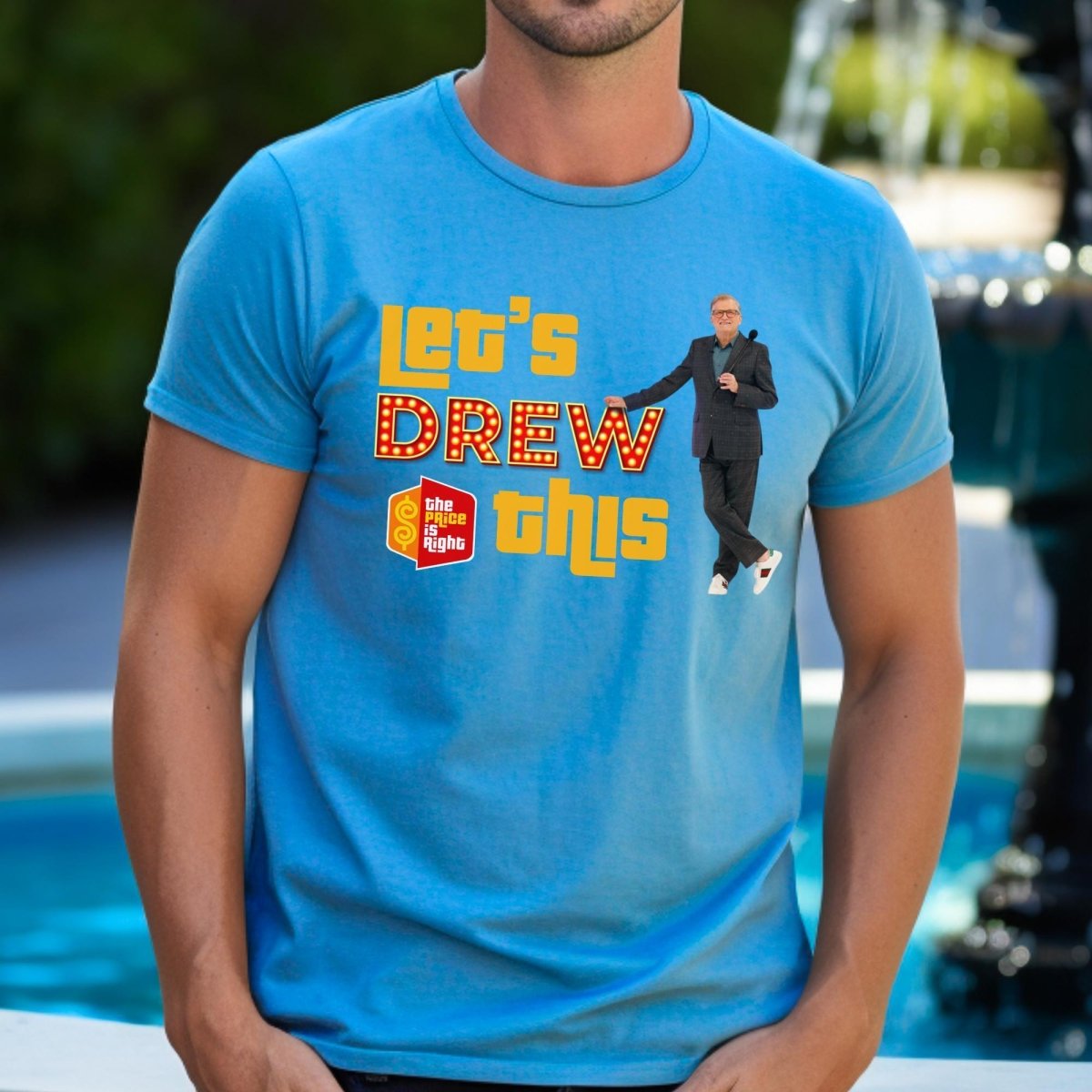 Let's DREW This Price is Right Drew Carey Fan Shirt, Funny Retro Game Show Contestant Tee - Aqua - XS -