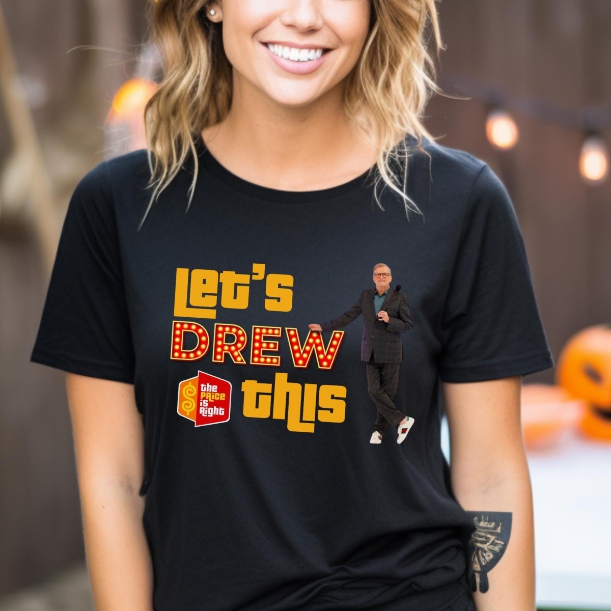 Let's DREW This Price is Right Drew Carey Fan Shirt, Funny Retro Game Show Contestant Tee - Black - XS -