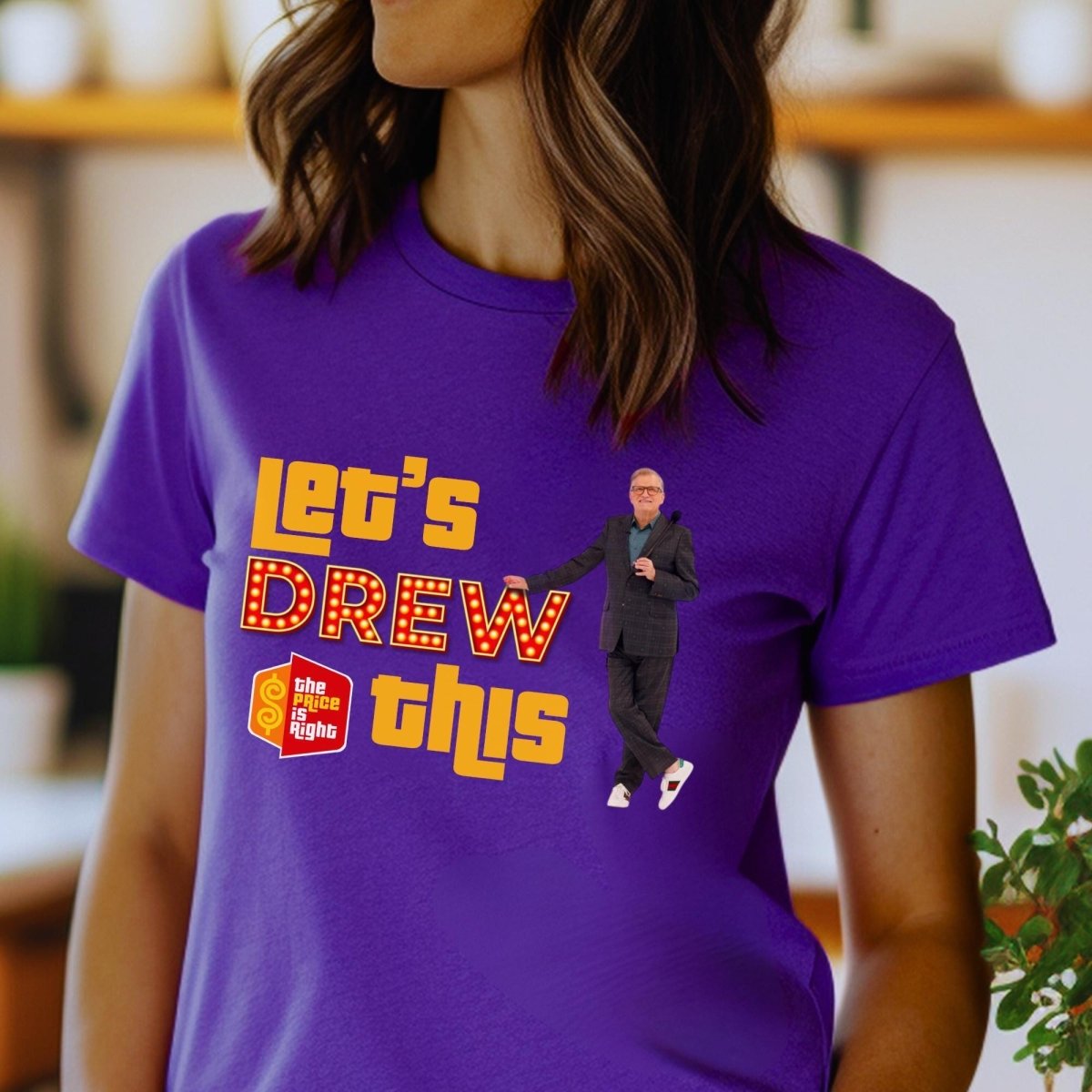 Let's DREW This Price is Right Drew Carey Fan Shirt, Funny Retro Game Show Contestant Tee - Team Purple - XS -