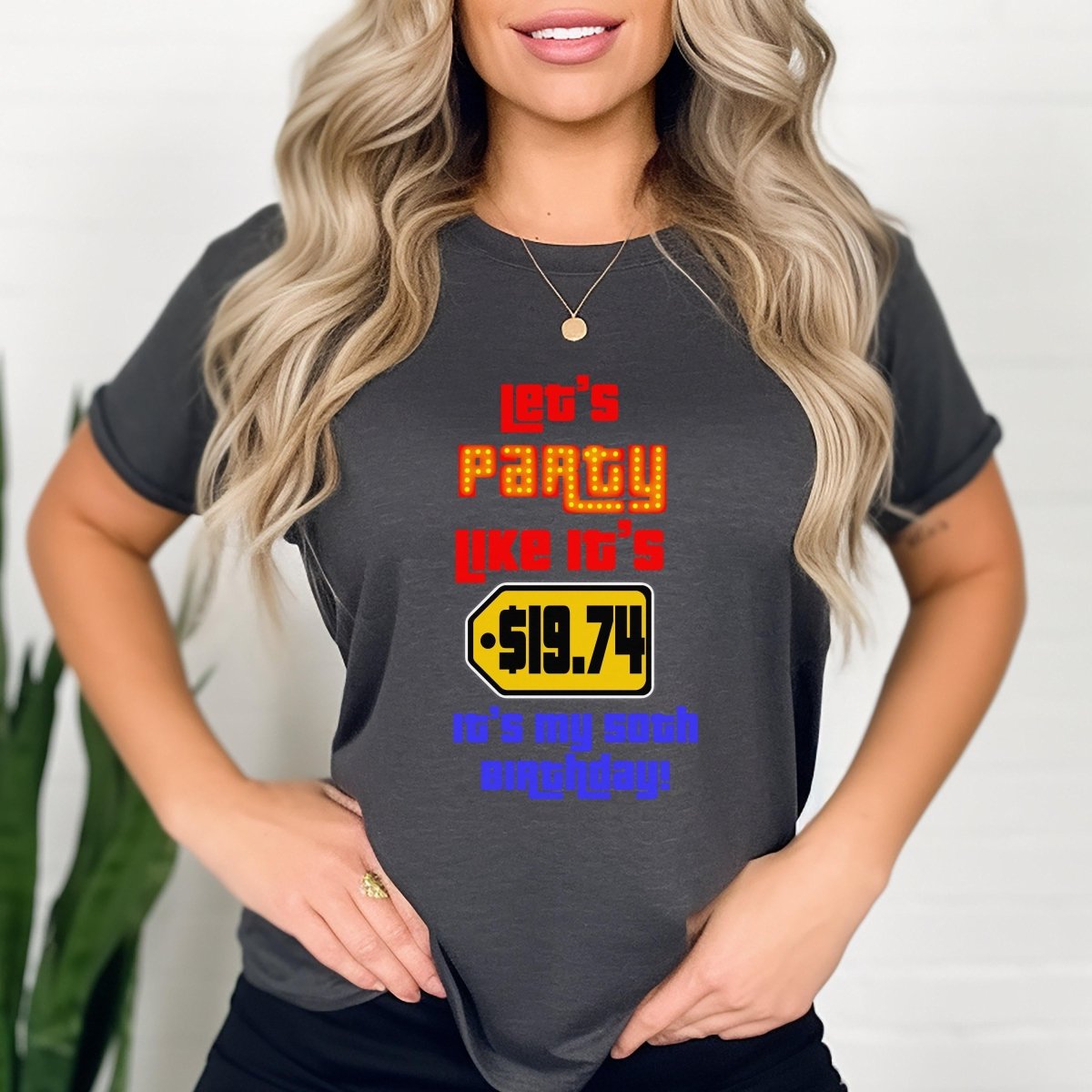Let's Party Like It's Personalized Birthday Shirt, Custom Name Tee - Dark Grey Heather - XS -