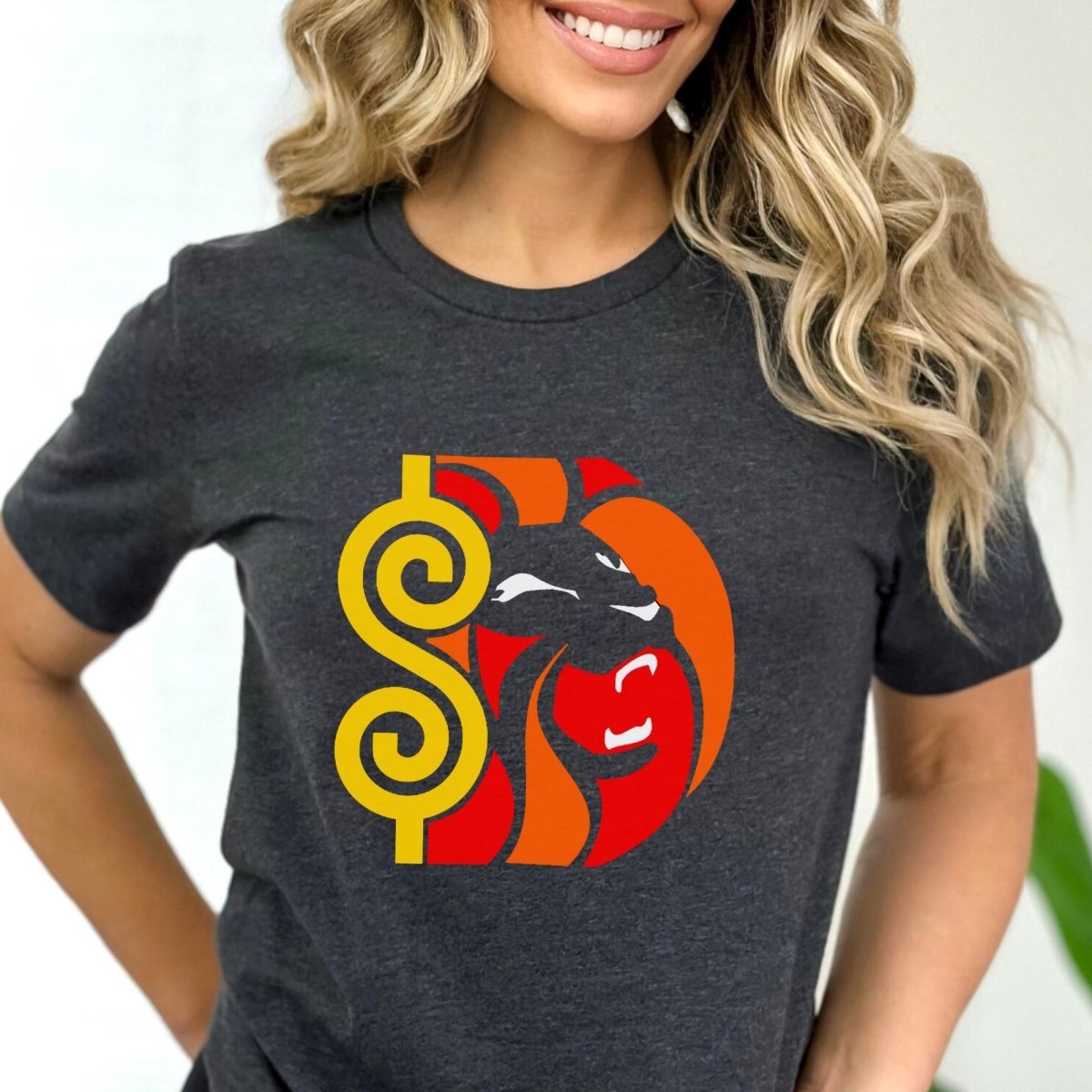 Lion's Share Roar Price is Right Shirt, Lion Head Design Tee, Bold Fan Gift - Dark Grey Heather - XS -
