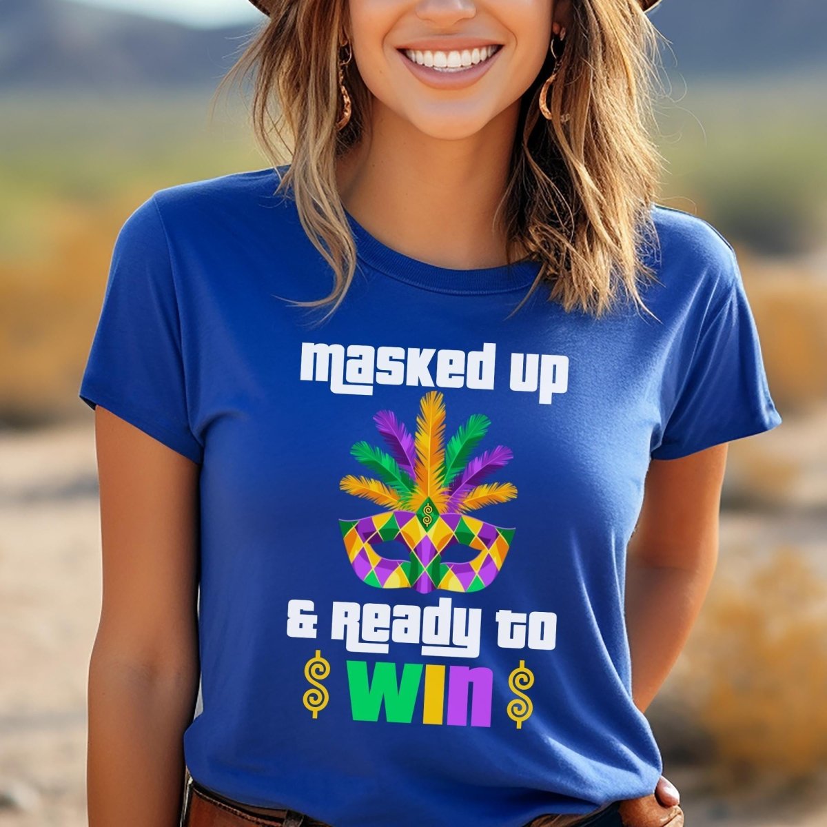 Masked Up and Ready to Win Price is Right Shirt, Mardi Gras Tee, Fan Gift - True Royal - XS -