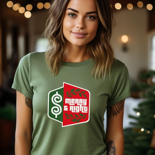 Merry and Bright Price is Right Christmas Shirt, Holiday Logo Tee, Festive Fan Gift - Leaf - XS -