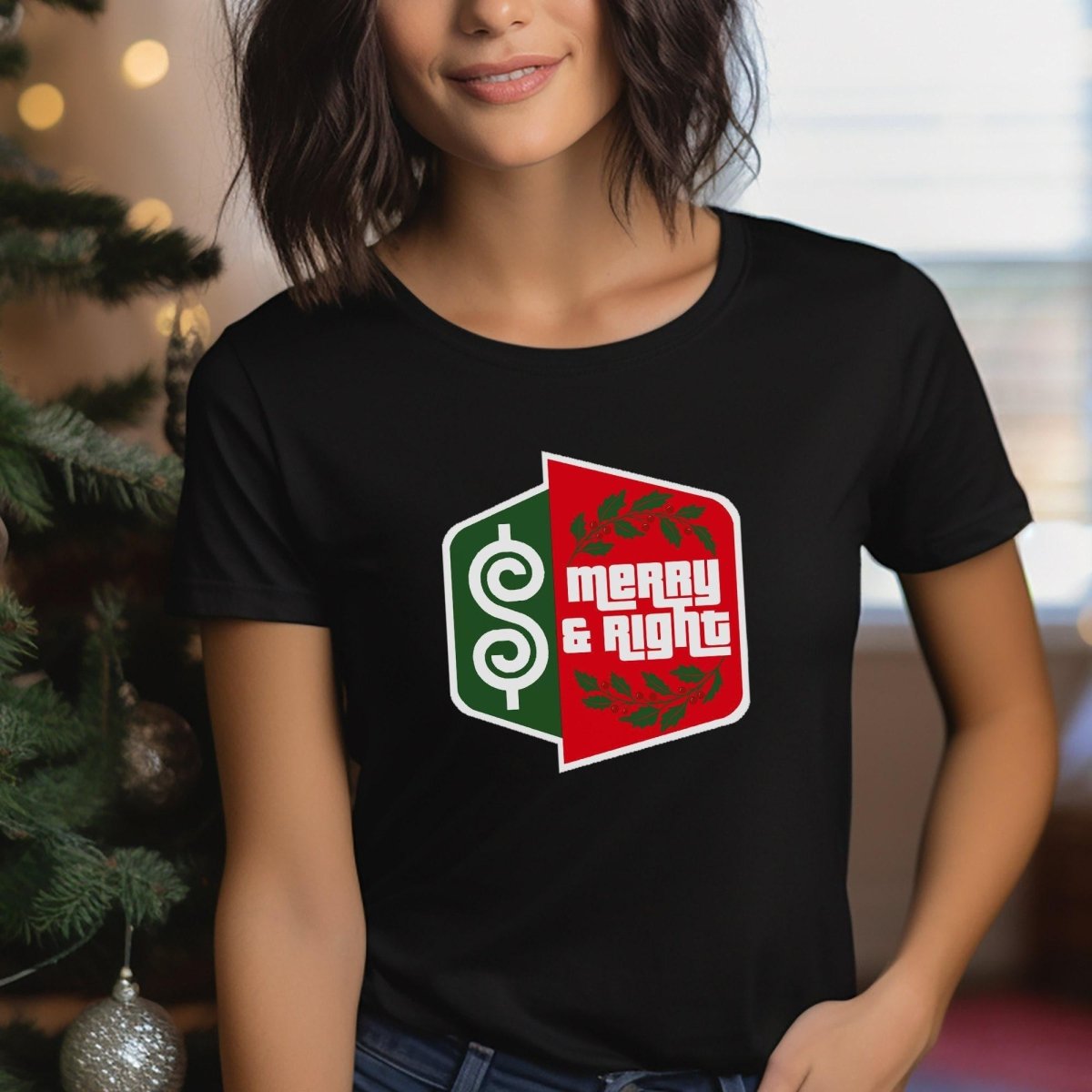 Merry and Bright Price is Right Christmas Shirt, Holiday Logo Tee, Festive Fan Gift - Black - XS -