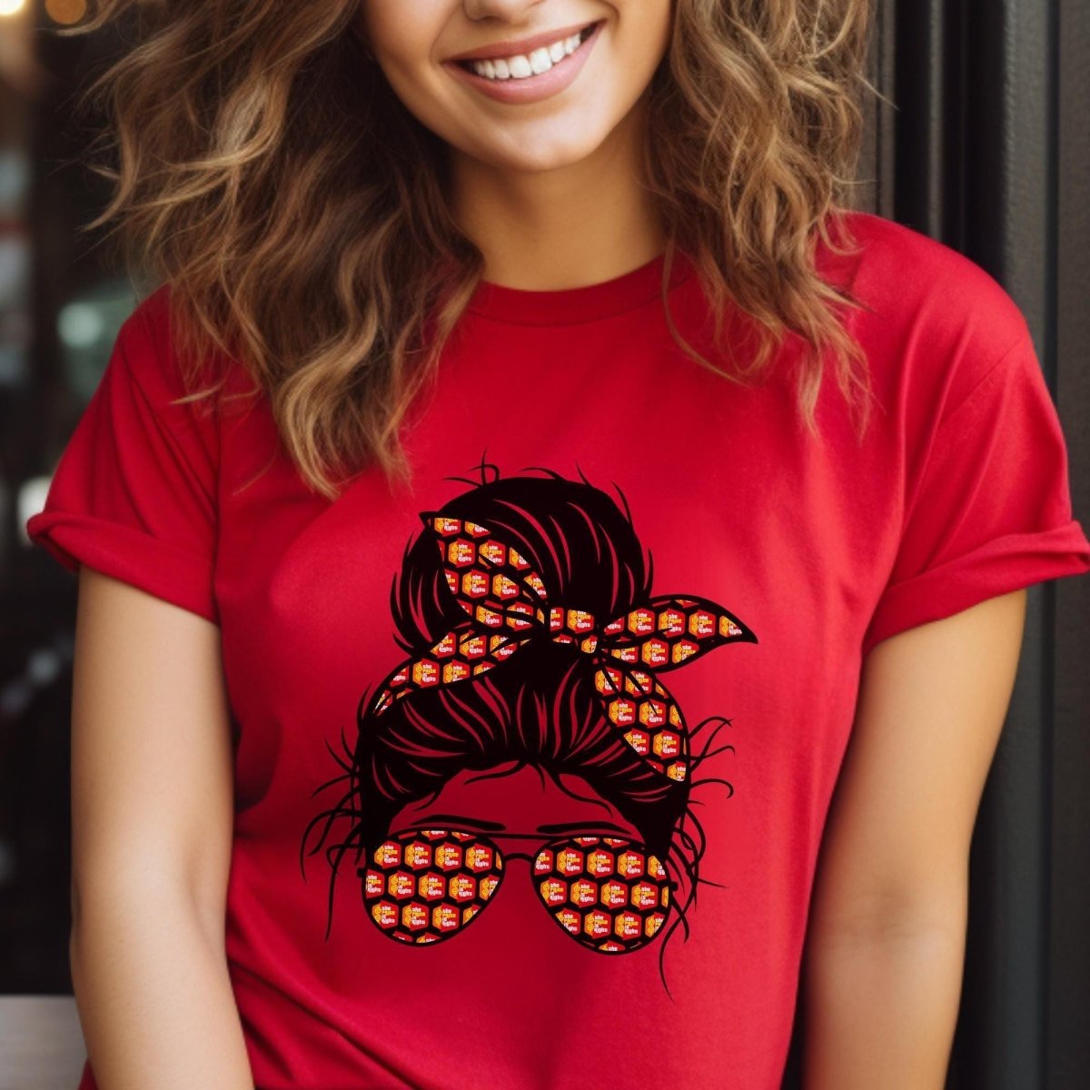 Messy Bun Price is Right Shirt, Sunglasses Logo Design Tee, Game Show Fan - Red - XS -