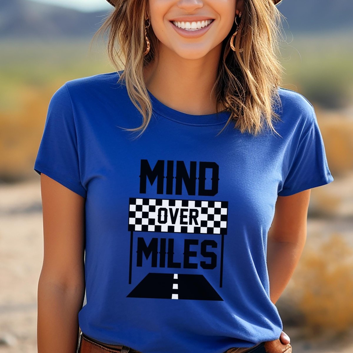 Mind Over Miles Marathon Runner Shirt, 26.2 Motivational Tee - True Royal - XS -