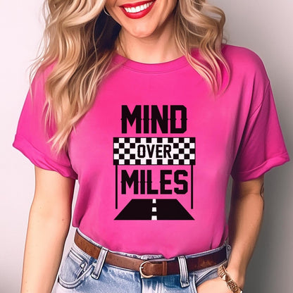 Mind Over Miles Marathon Runner Shirt, 26.2 Motivational Tee - Berry - XS -