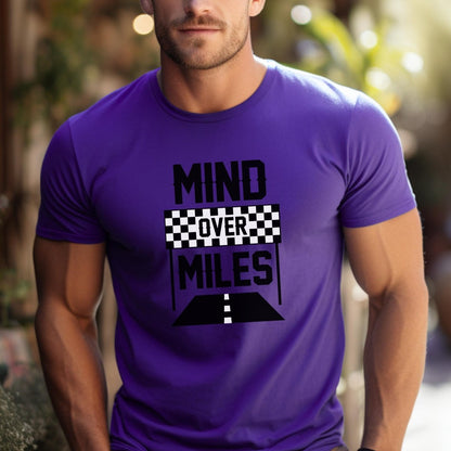 Mind Over Miles Marathon Runner Shirt, 26.2 Motivational Tee - Team Purple - XS -