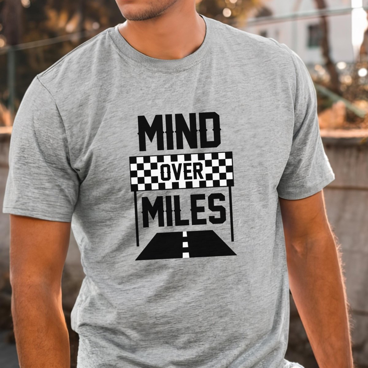 Mind Over Miles Marathon Runner Shirt, 26.2 Motivational Tee - Athletic Heather - XS -