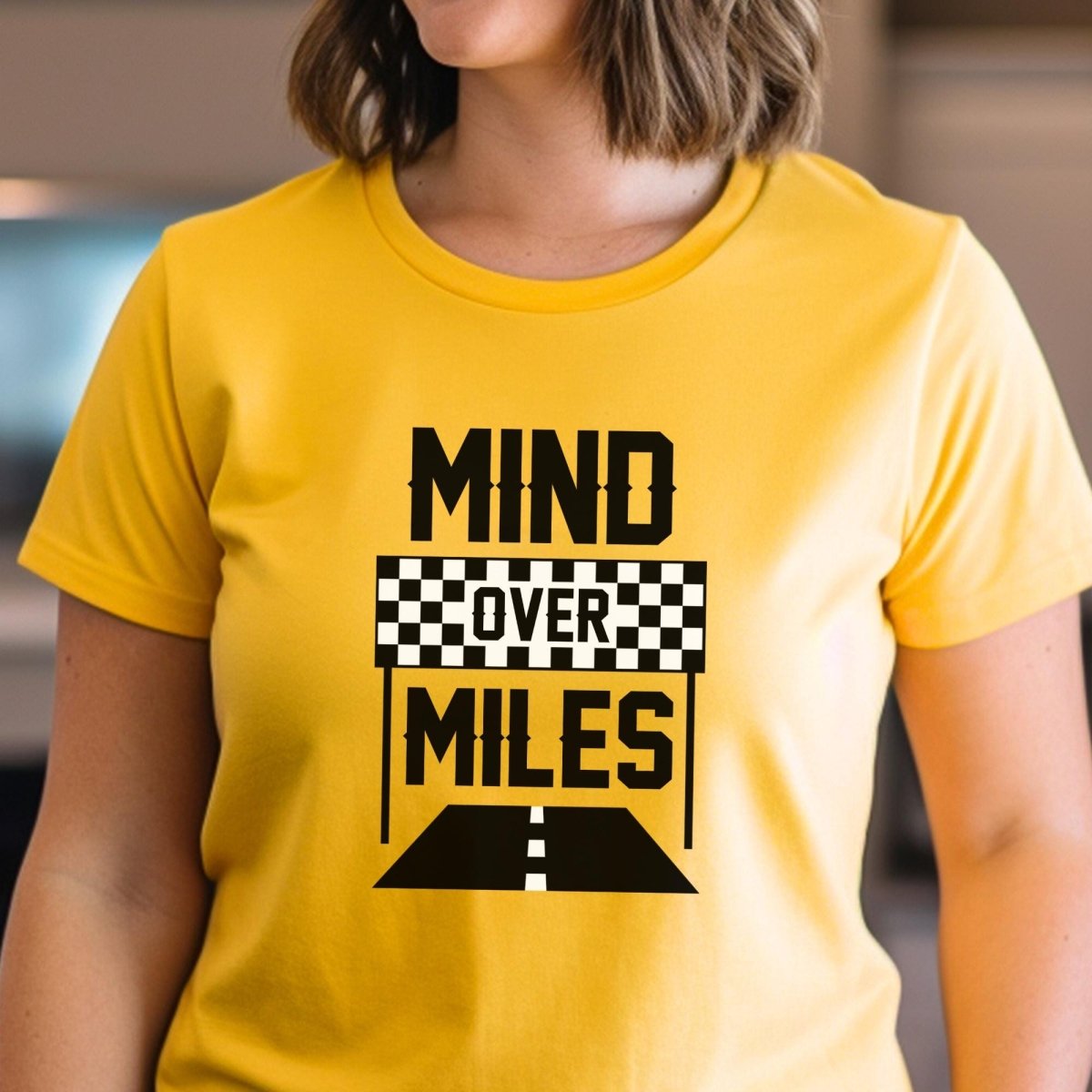 Mind Over Miles Marathon Runner Shirt, 26.2 Motivational Tee - Gold - XS -
