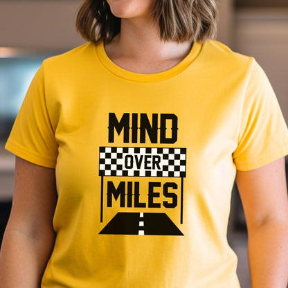 Mind Over Miles Marathon Runner Shirt, 26.2 Motivational Tee - Gold - XS -