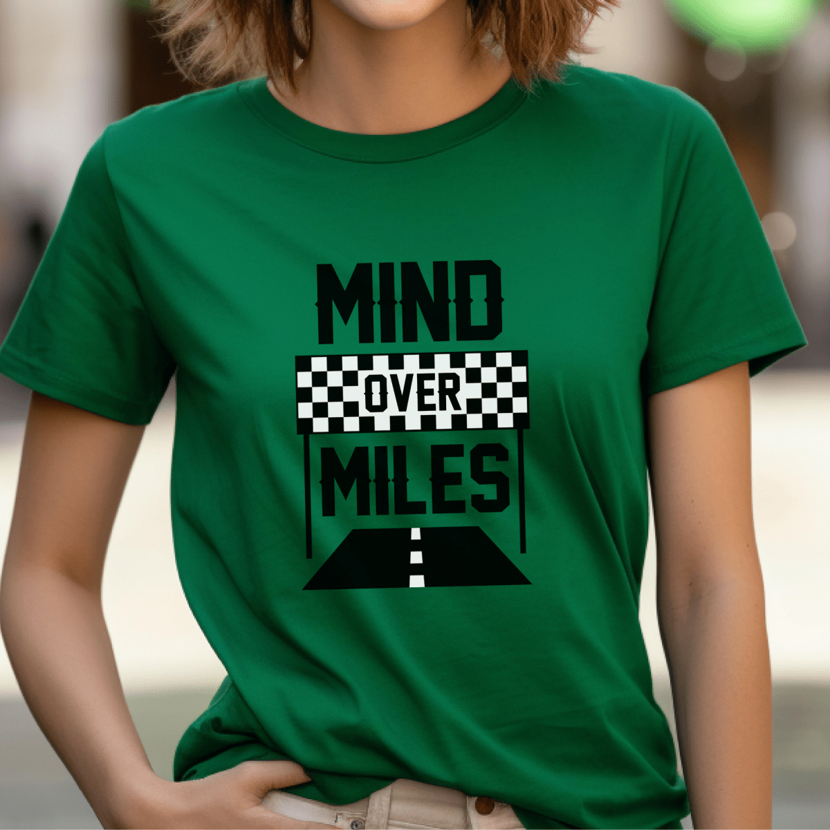 Mind Over Miles Marathon Runner Shirt, 26.2 Motivational Tee - Kelly - XS -