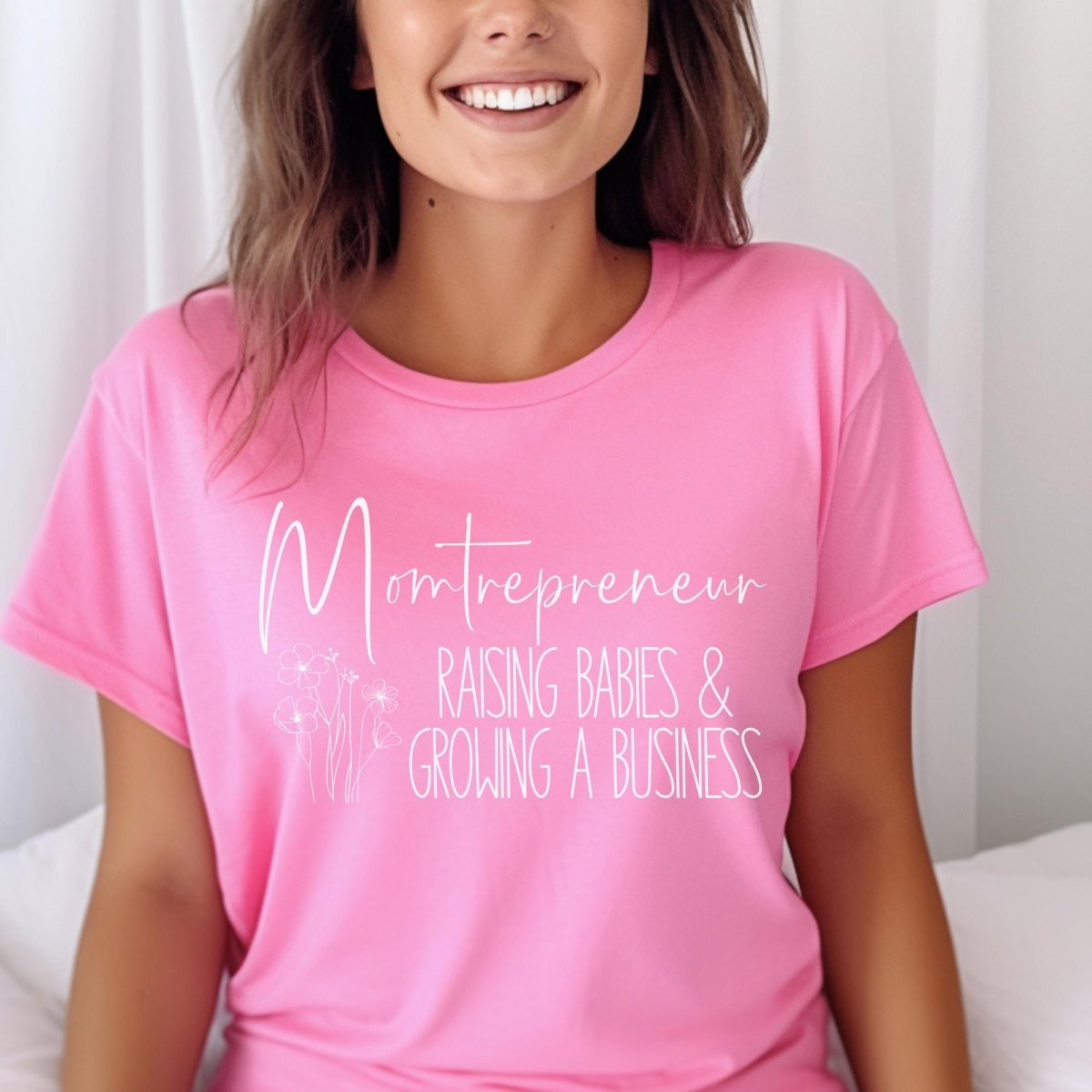 Momtrepreneur Raising Babies and Growing a Business Female Entrepreneur Shirt - Charity Pink - XS -