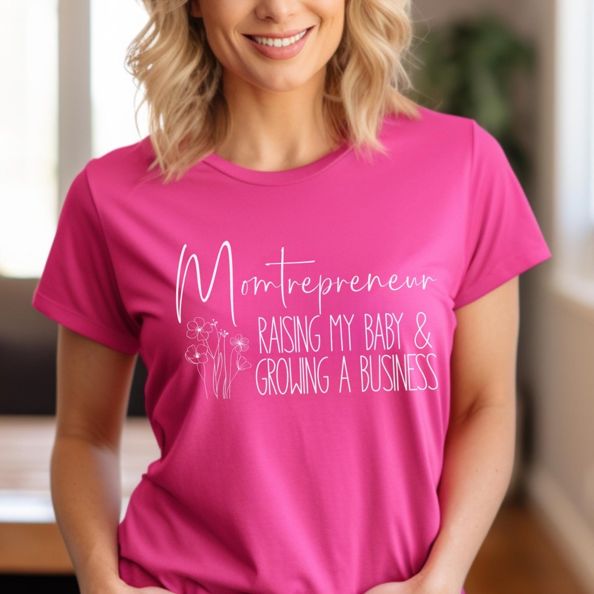 Momtrepreneur Raising My Baby and Growing a Business Shirt, Mom Boss Tee - Berry - XS -