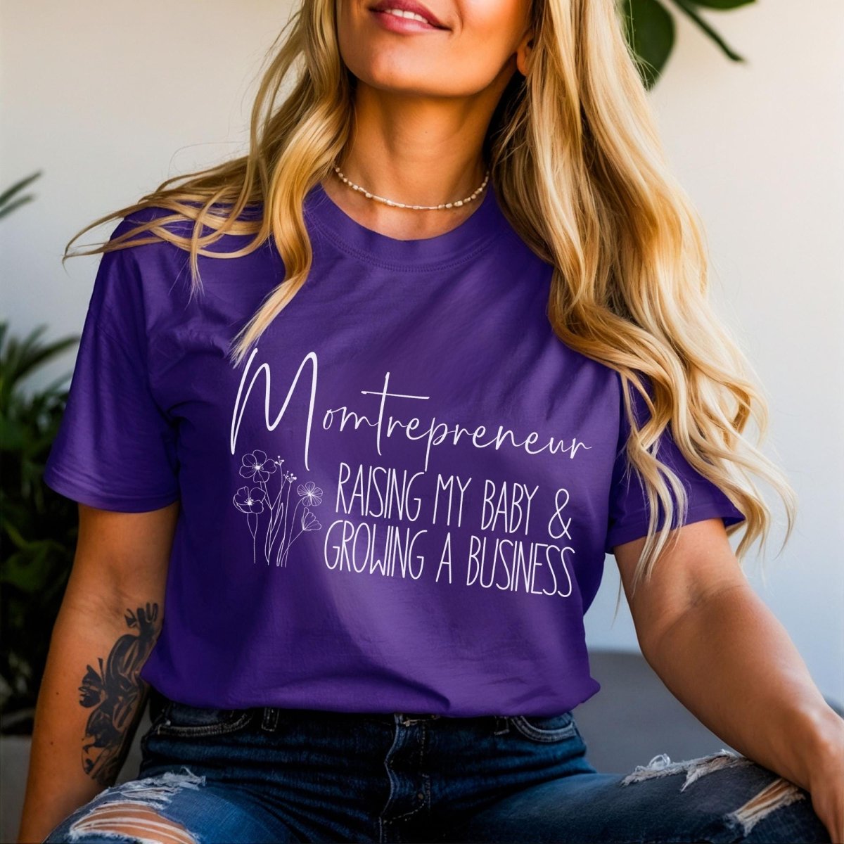 Momtrepreneur Raising My Baby and Growing a Business Shirt, Mom Boss Tee - Team Purple - XS -