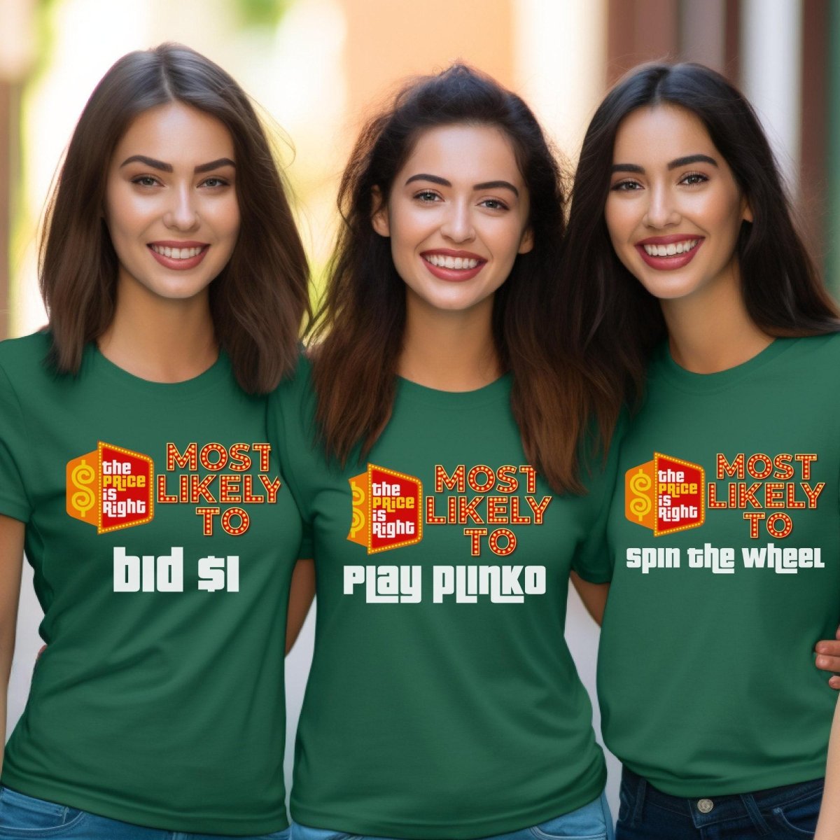 Most Likely To Price is Right Group Shirt with Personalized Quotes for Everyone in Your Crew - XS - Green - Short