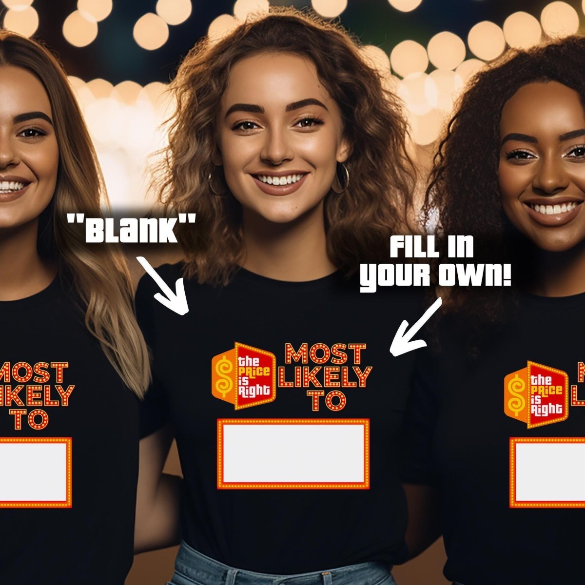 Most Likely To Price is Right Group Shirt with Personalized Quotes for Everyone in Your Crew - XS - Black - Short