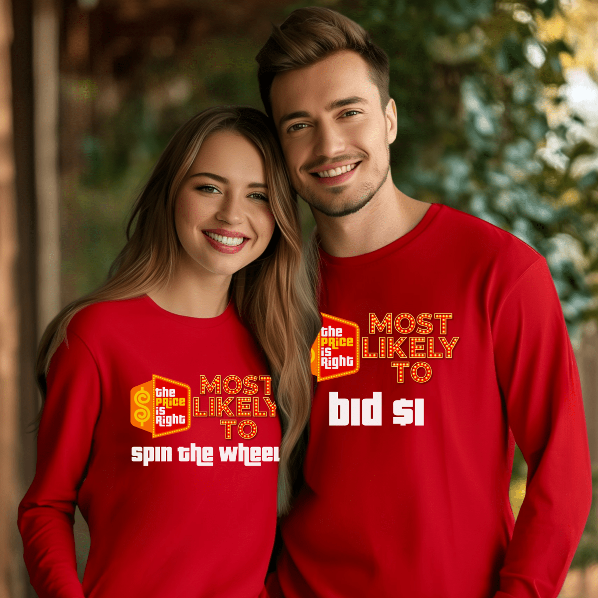 Most Likely To Price is Right Group Shirt with Personalized Quotes for Everyone in Your Crew - S - Red - Long