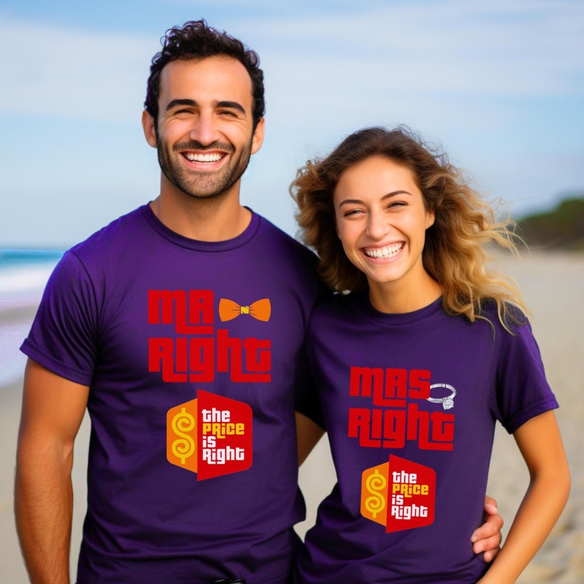 Mr. Right Mrs. Right Price is Right Shirt for Married Couple, Newlywed Tee for Honeymoon - Team Purple - XS - Mr. Right