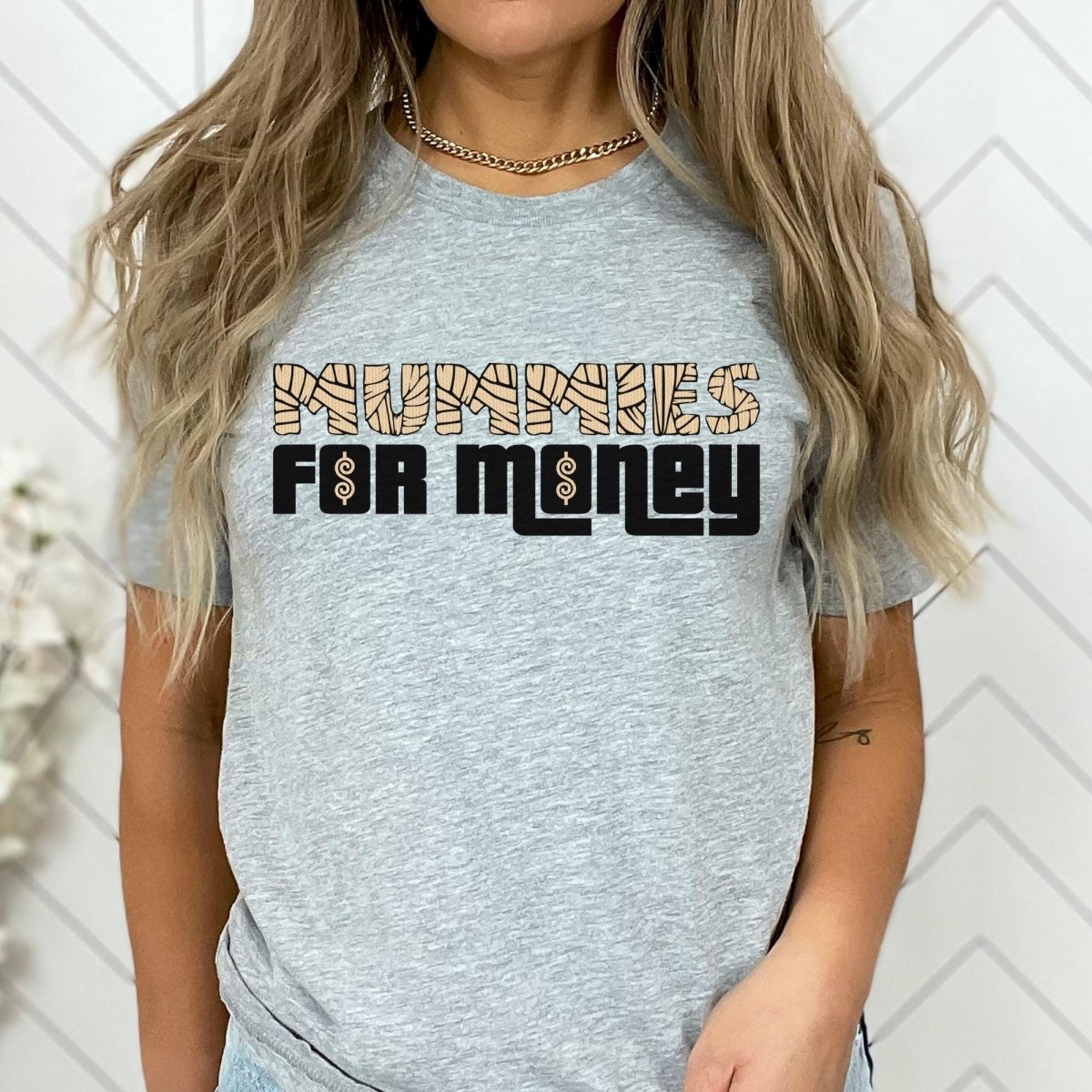 Mummies for Money Price is Right Halloween Shirt, Funny Game Show Gift - Athletic Heather - XS -