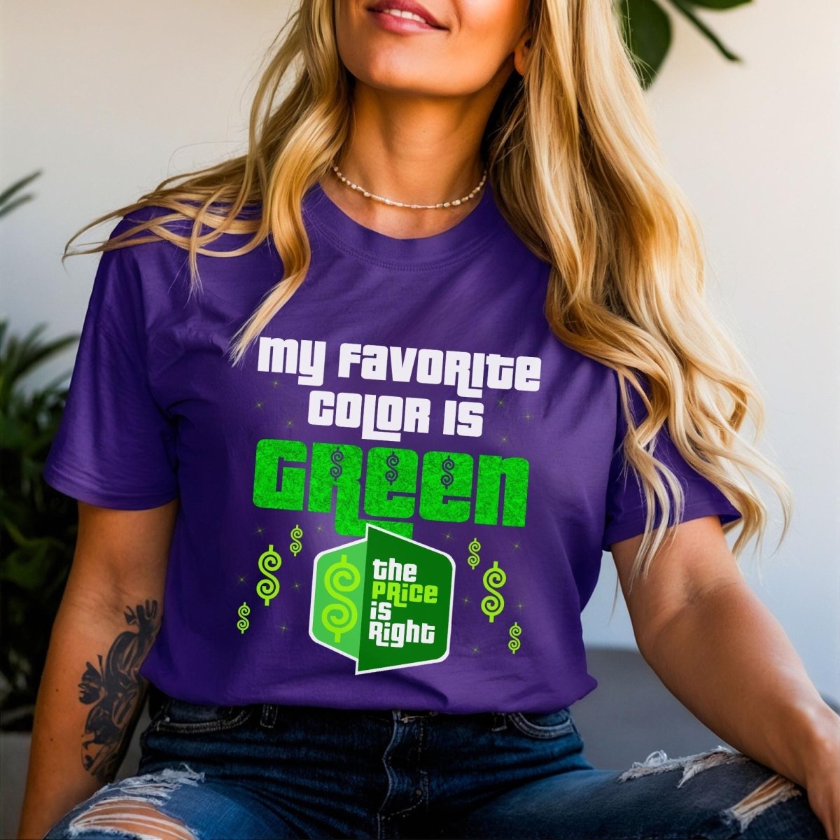 My Favorite Color Is Green Price is Right Shirt, Cash Prize St. Patrick's Day Special - Team Purple - XS -