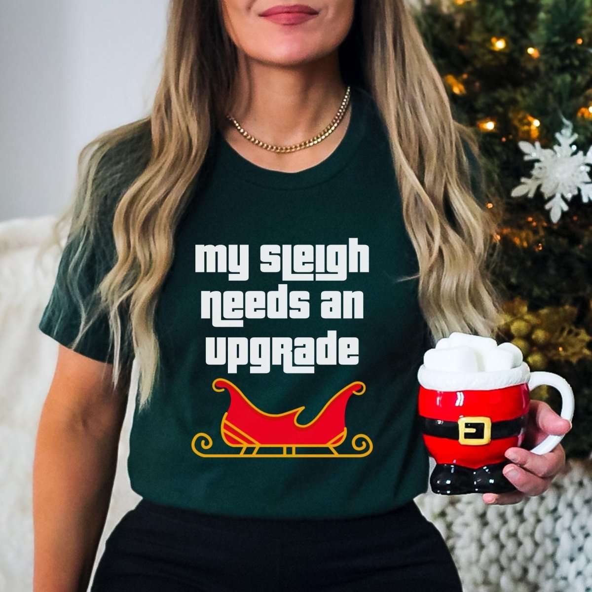 My Sleigh Needs an Upgrade Price is Right Christmas Shirt, Funny Holiday Fan Gift - Forest - XS -