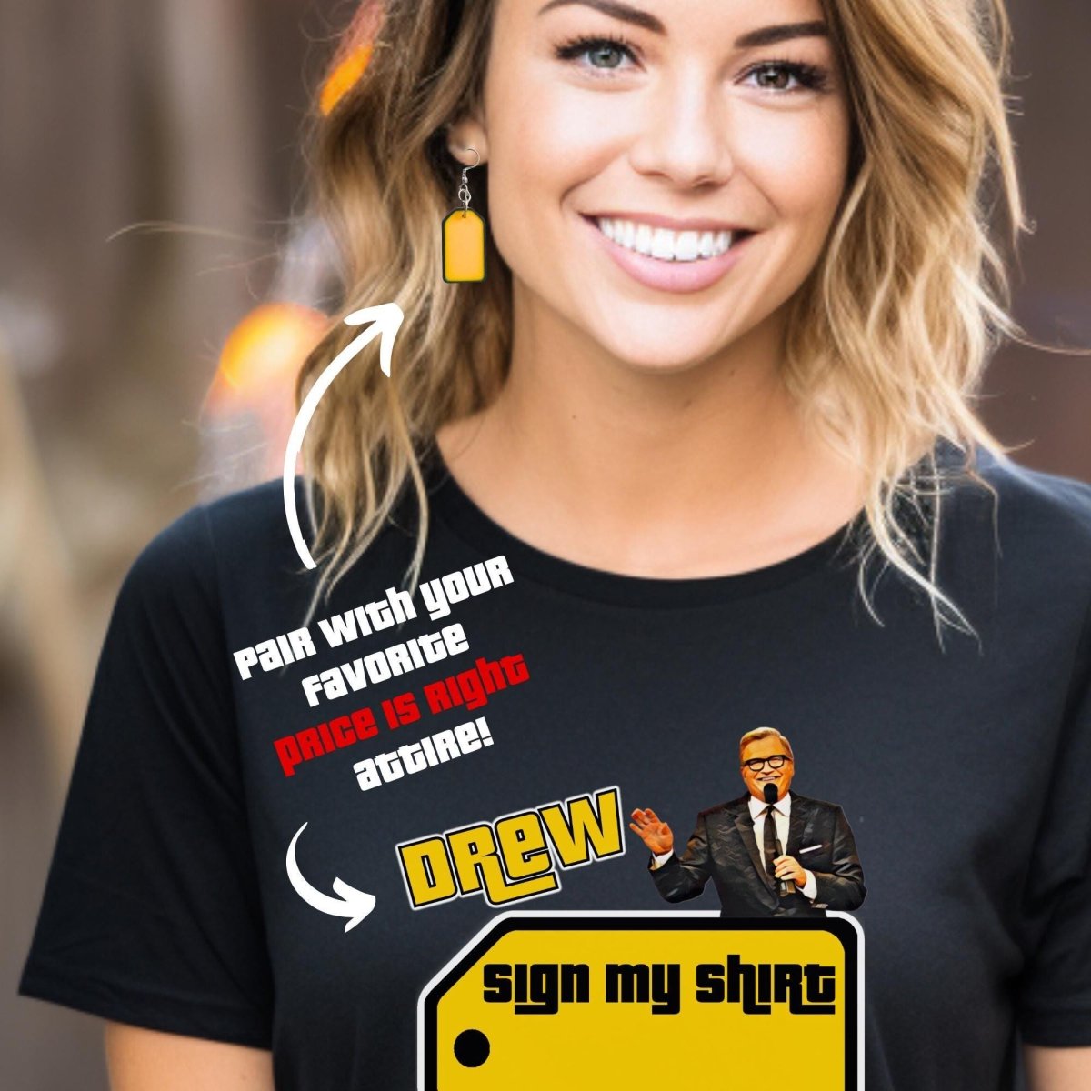 Name Tag Price is Right Dangle Earrings for Super Fan to Pair with TPIR shirt - 