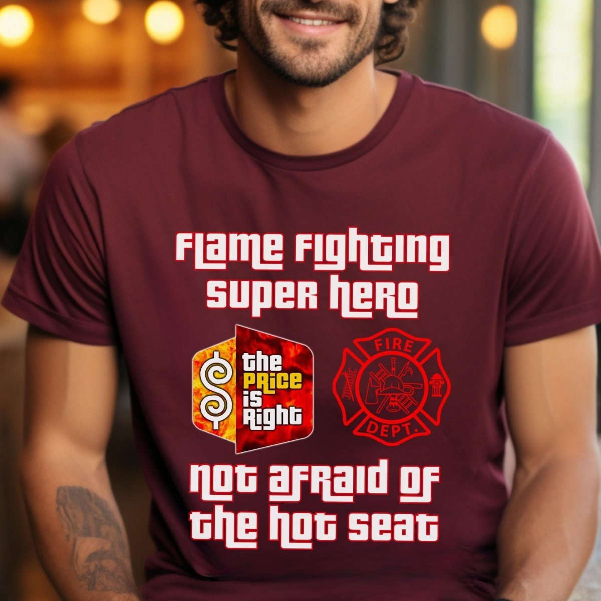 Not Afraid of the Hot Seat Firefighter Super Hero Shirt, First Responder Gift - Cardinal - S -