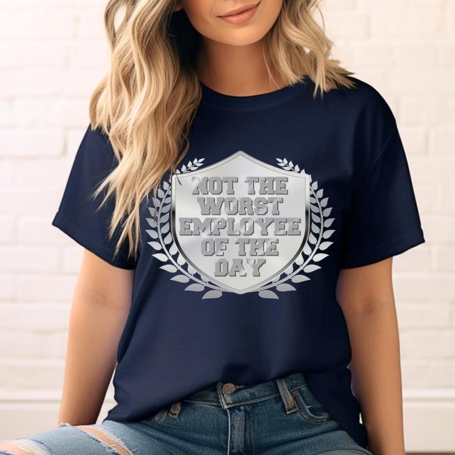 Not the Worst Employee of the Day, Shirt in Navy for funny coworker shirt
