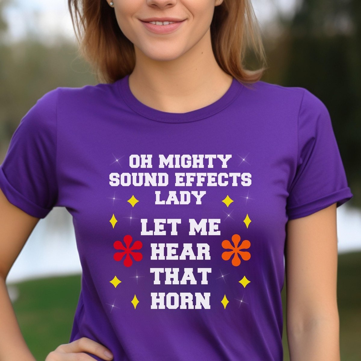 Oh Mighty Sound Effects Lady Price is Right Shirt, One Away Game Fan Tee - Team Purple - XS -