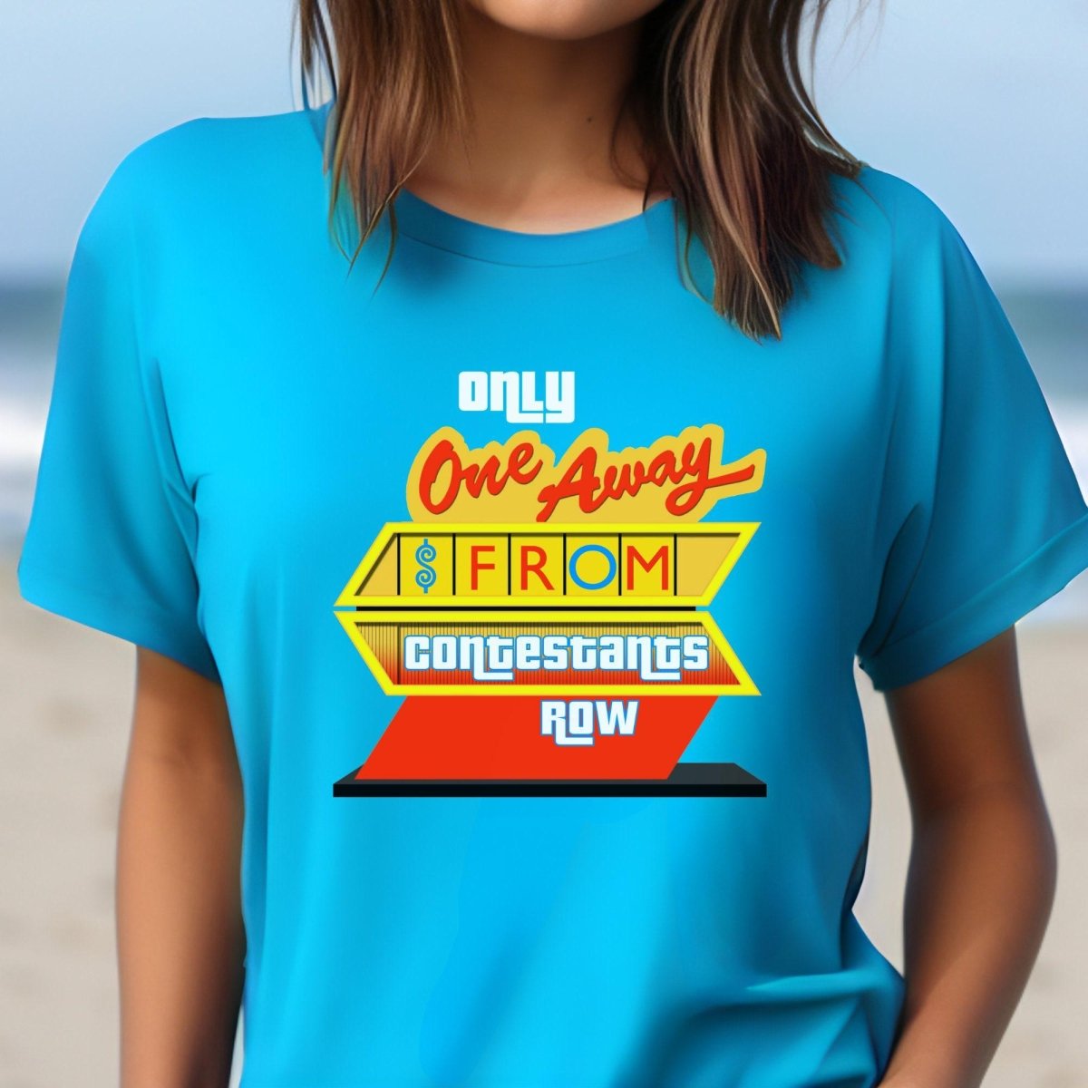 One Away from Contestants Row Price is Right Shirt, Retro Game Show Fan Gift Tee - Aqua - XS -