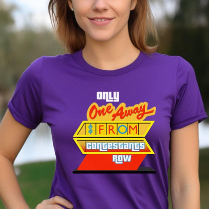 One Away from Contestants Row Price is Right Shirt, Retro Game Show Fan Gift Tee - Team Purple - XS -