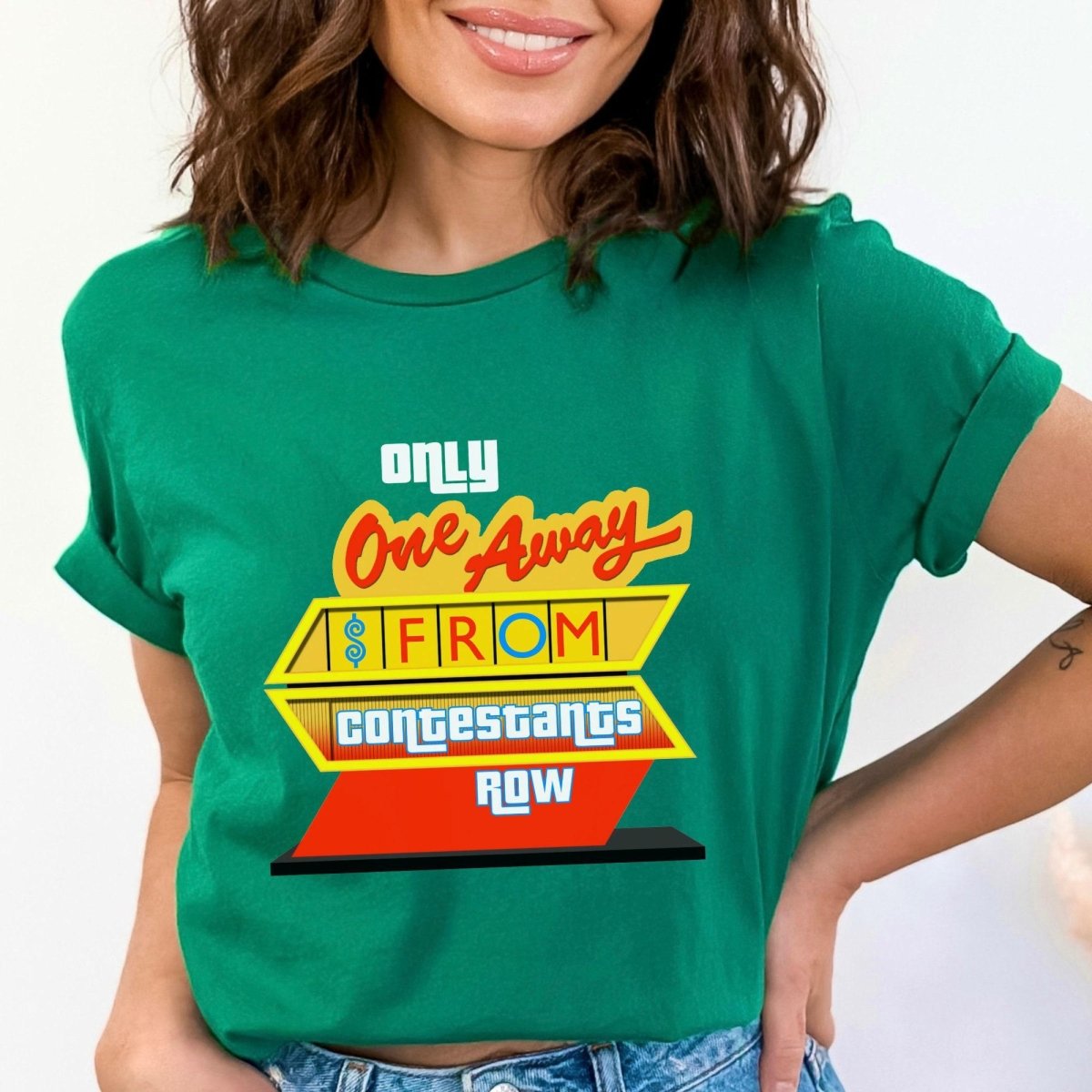 One Away from Contestants Row Price is Right Shirt, Retro Game Show Fan Gift Tee - Kelly - XS -