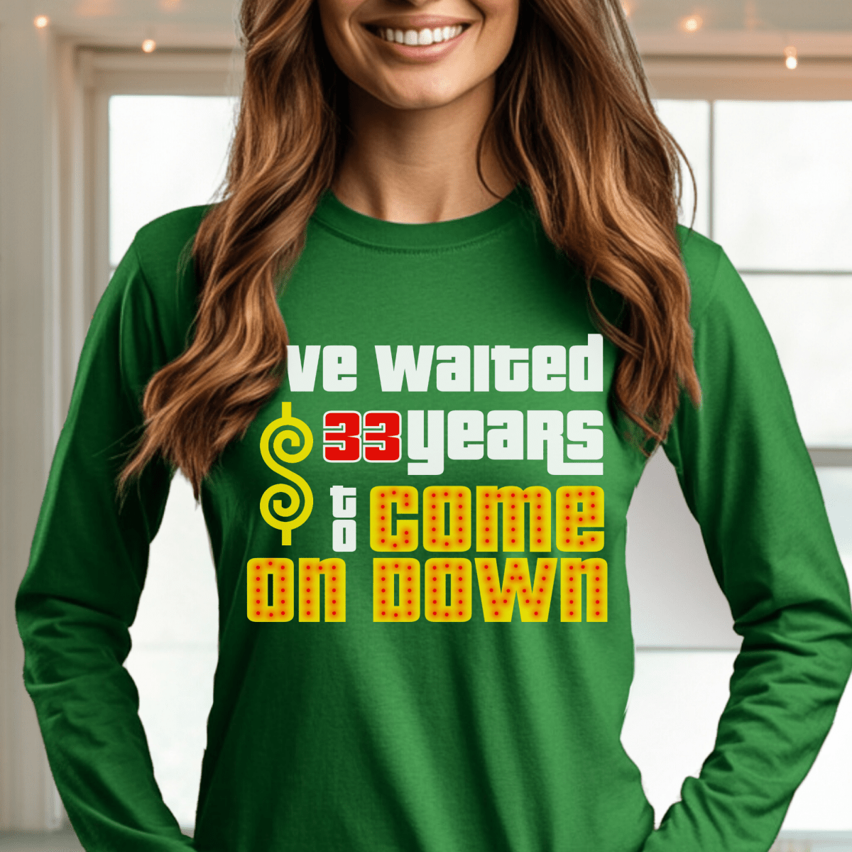 Personalized I’ve Waited XX Years to Come on Down Shirt for Longtime Fan Celebrating Milestone Birthday or Bucket List Trip - Green - XS - Long
