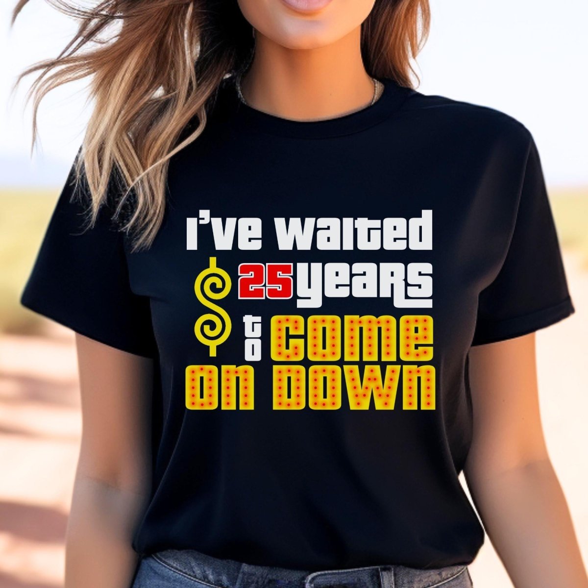 Personalized I’ve Waited XX Years to Come on Down Shirt for Longtime Fan Celebrating Milestone Birthday or Bucket List Trip - Black - XS - Short