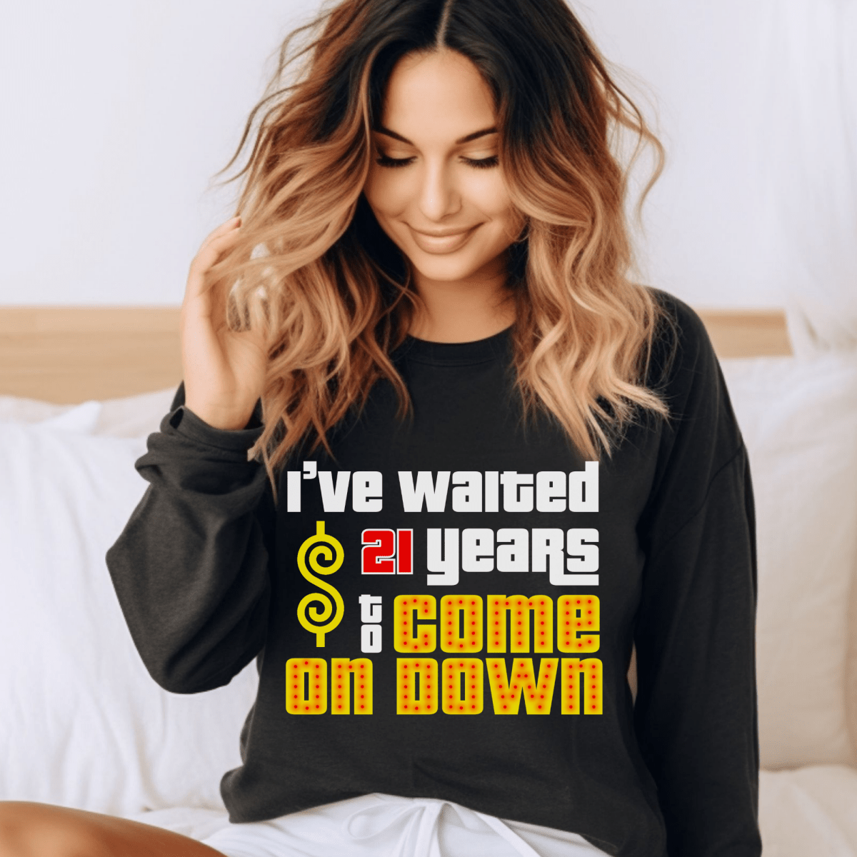 Personalized I’ve Waited XX Years to Come on Down Shirt for Longtime Fan Celebrating Milestone Birthday or Bucket List Trip - Black - XS - Long
