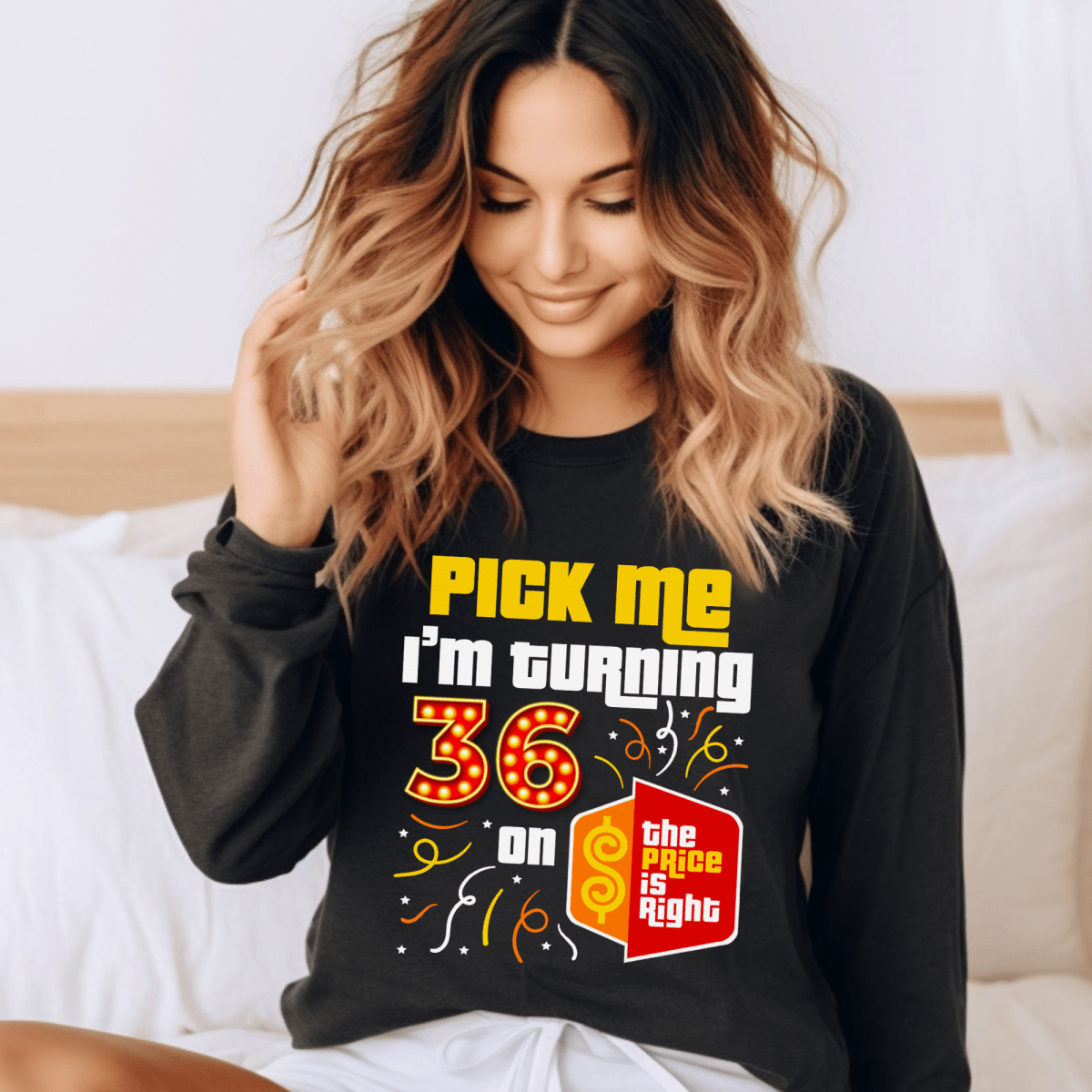 Personalized Pick Me I'm Turning XX on the Price is Right Birthday Shirt to Celebrate a Milestone - Black - S - Long