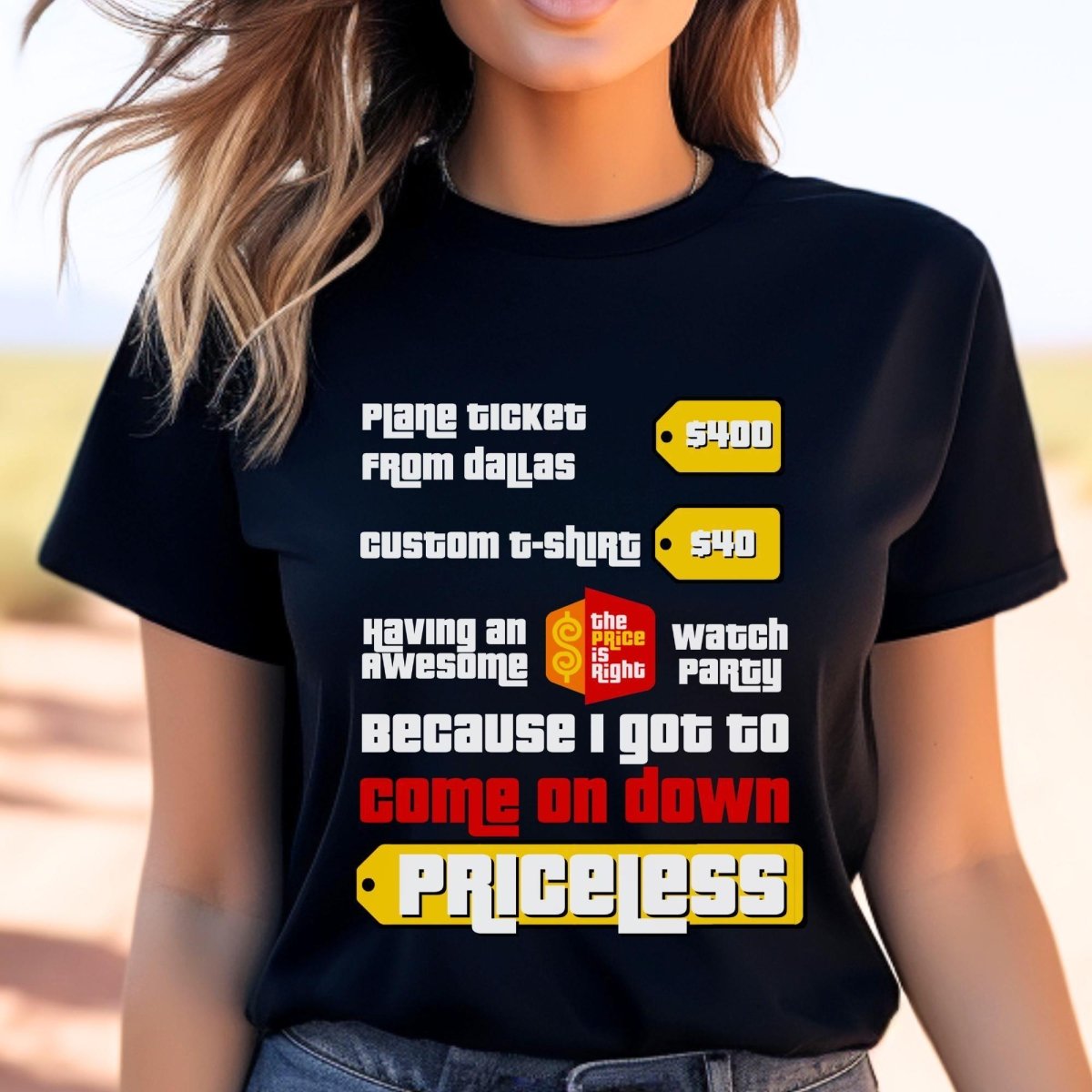 Personalized Price is Right Priceless Bucket List Travel Shirt, Custom Plane Ticket Tee - Black - XS -