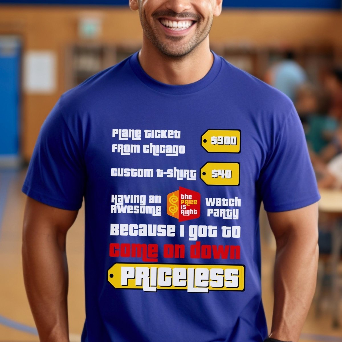 Personalized Price is Right Priceless Bucket List Travel Shirt, Custom Plane Ticket Tee - True Royal - XS -