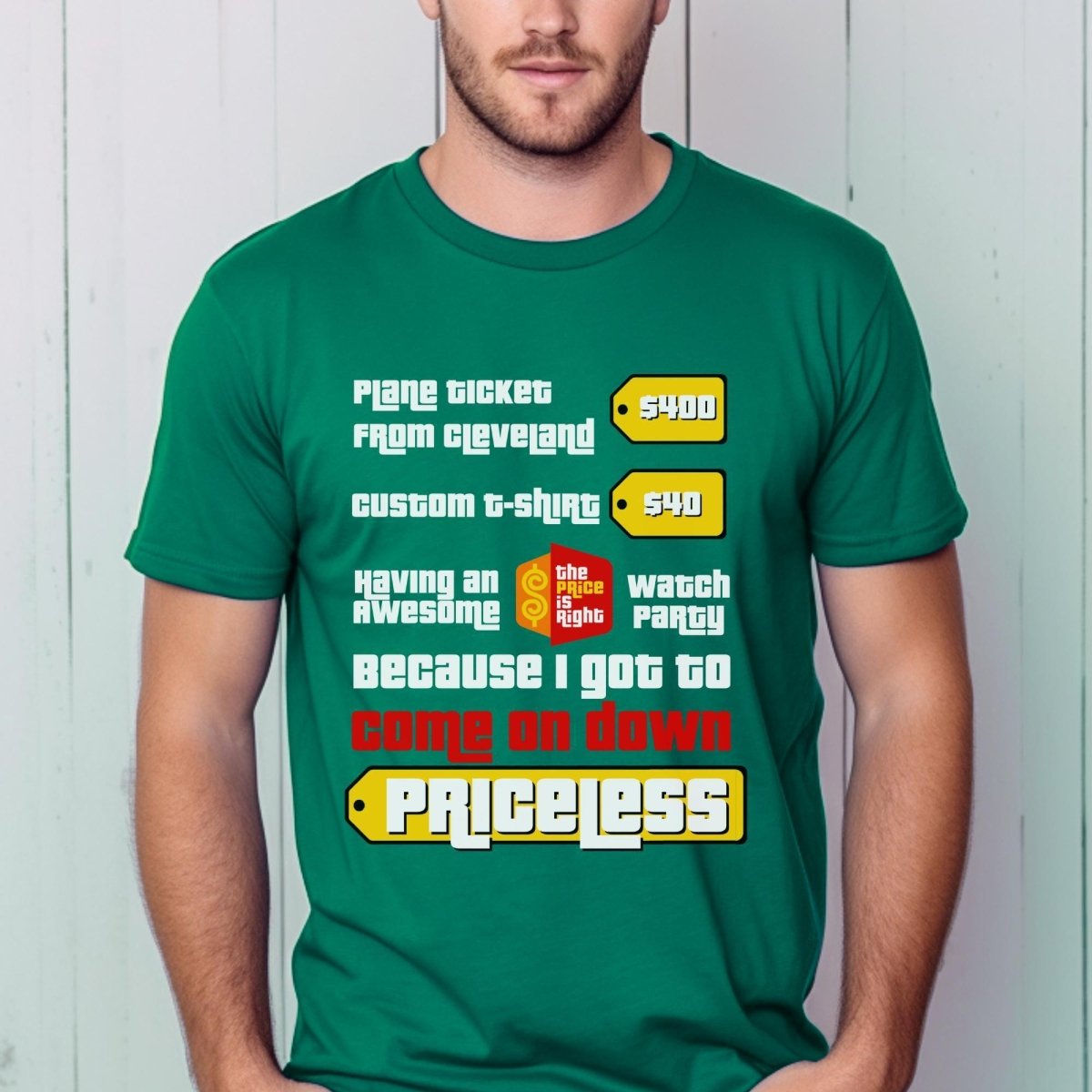 Personalized Price is Right Priceless Bucket List Travel Shirt, Custom Plane Ticket Tee - Kelly - XS -