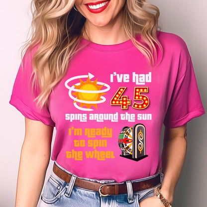 Personalized Spins Around the Sun Price is Right Birthday Shirt, Custom Age Gift - Berry - XS -