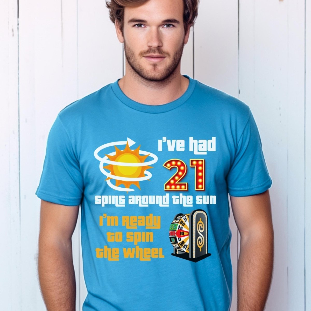Personalized Spins Around the Sun Price is Right Birthday Shirt, Custom Age Gift - Aqua - XS -