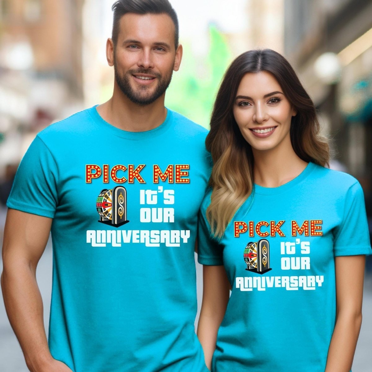 Pick Me It's Our Anniversary Price is Right Shirt, Couple Tee for Anniversary Gift - Aqua - XS -