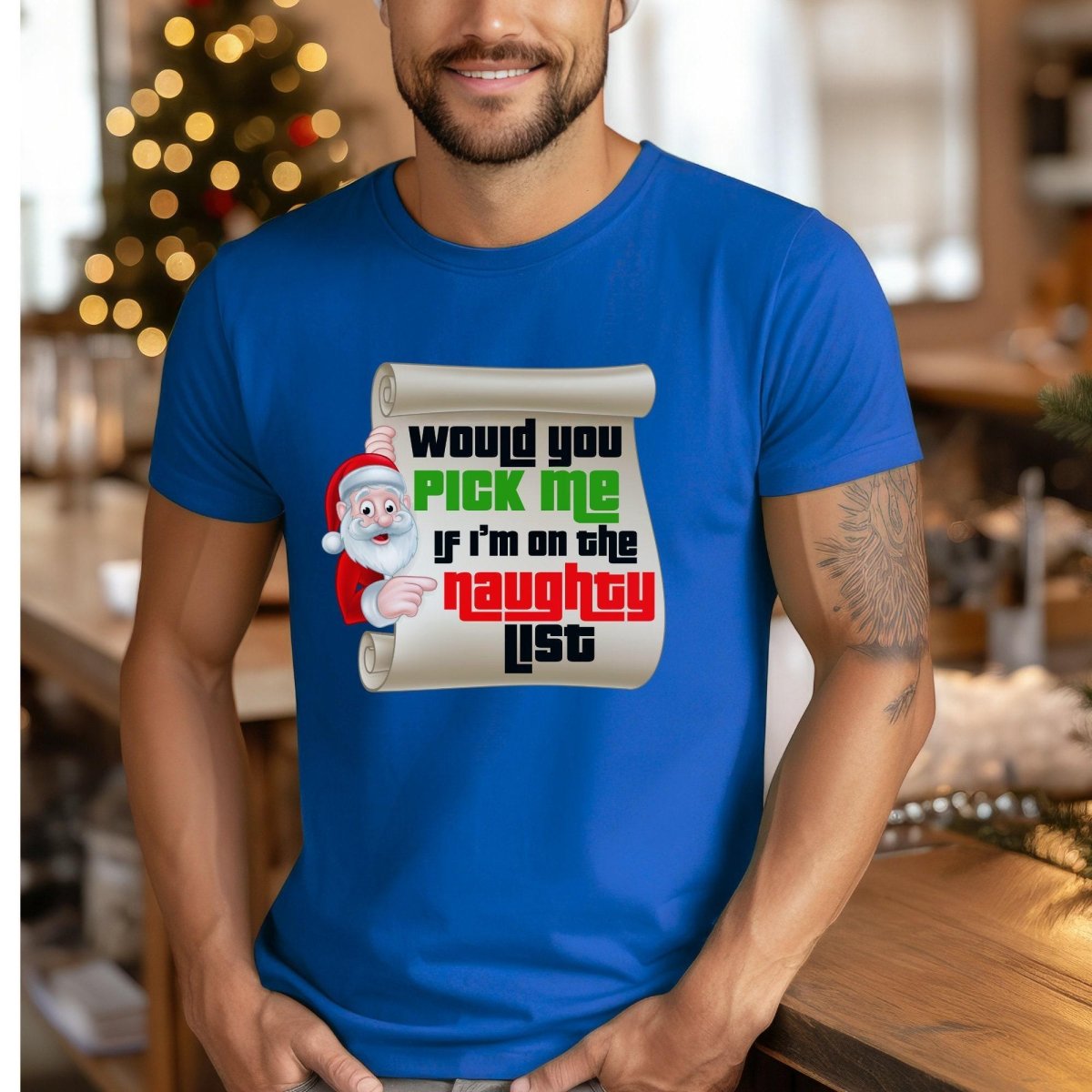 Pick Me Nice List or Would You Pick Me Naughty List Price is Right Christmas Shirt - True Royal - XS - Naughty