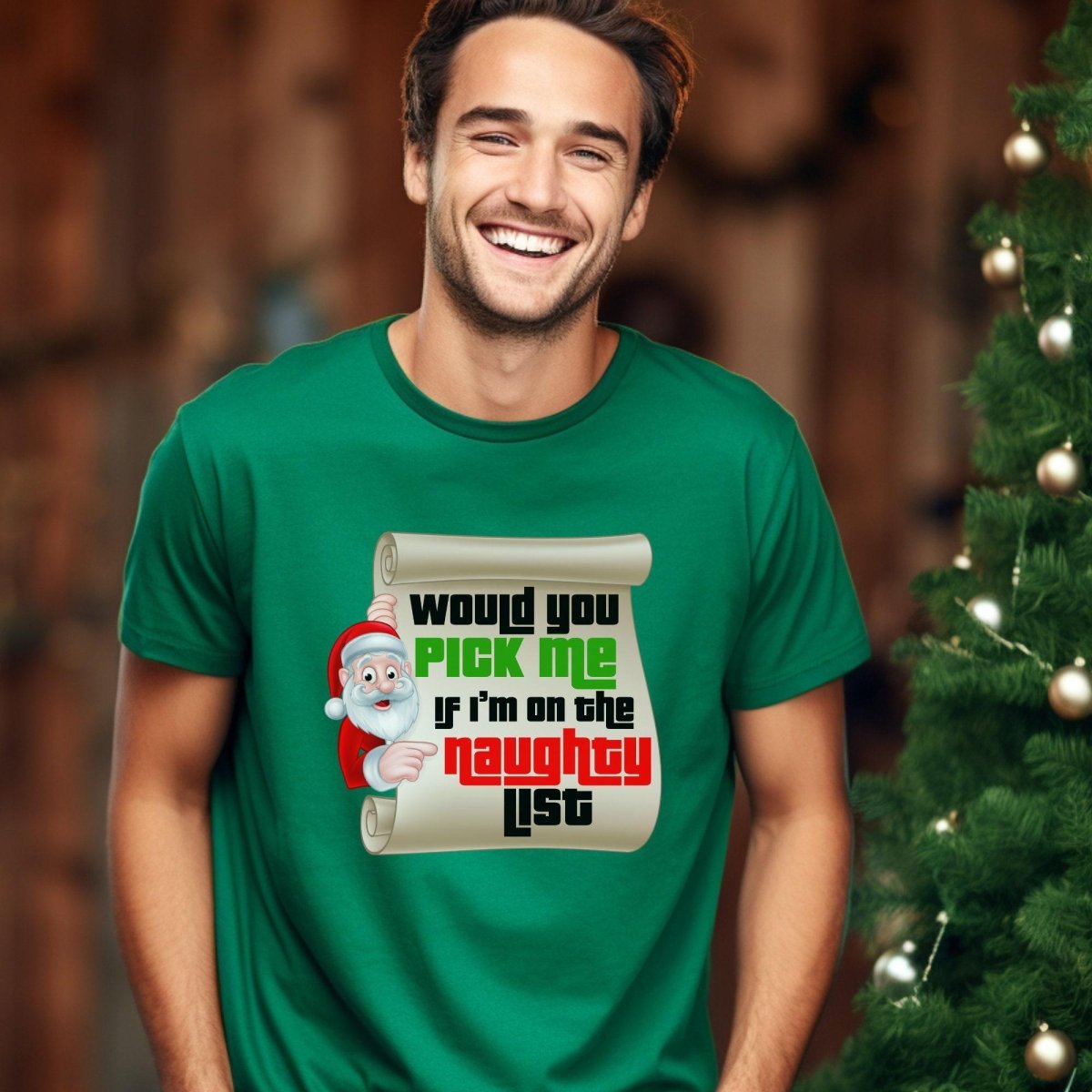 Pick Me Nice List or Would You Pick Me Naughty List Price is Right Christmas Shirt - Black - XS - Naughty