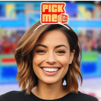 Pick Me Price is Right Logo Headband for Super Fan to Pair with TPIR shirt, Game Show Accessories - 