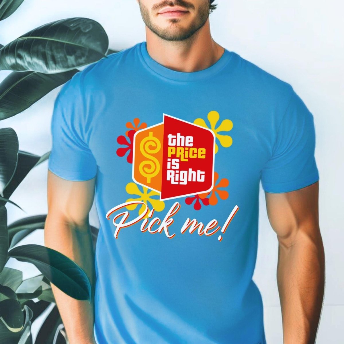 Pick Me Price is Right Shirt with Logo and Retro Flowers, Come on Down Fan Gift - Aqua - XS -